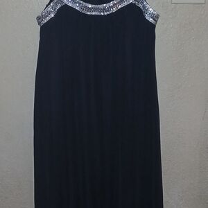 Xtraordinary Black Maxi Dress with Silver Details